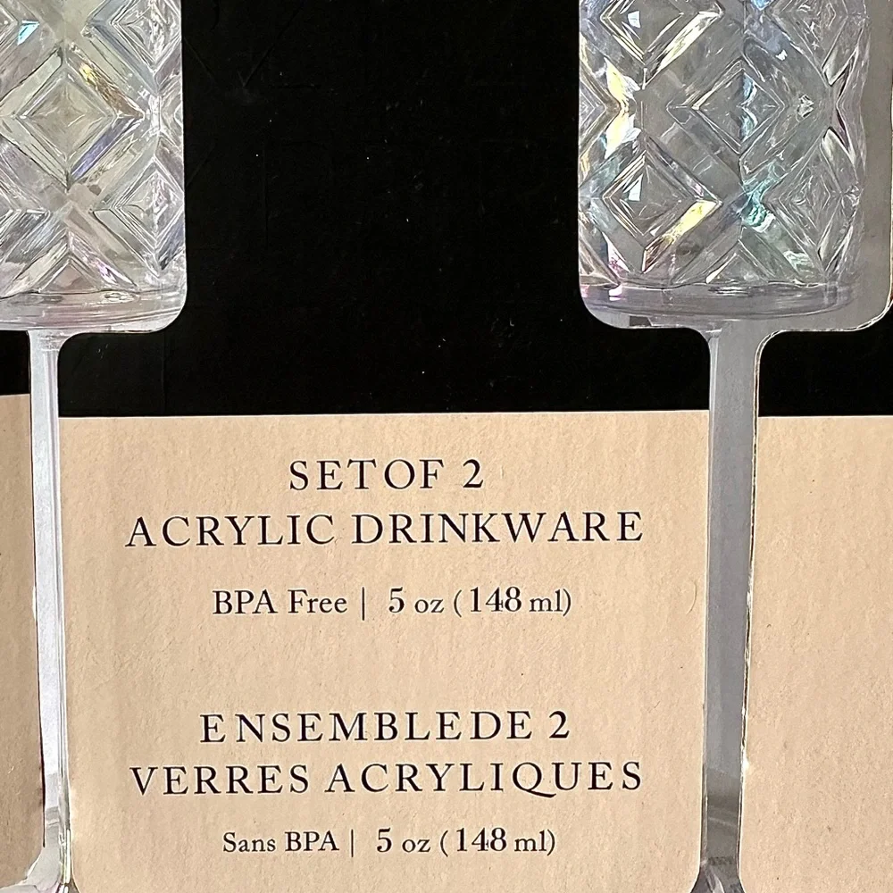 Rachel Zoe Plastic Champagne Glasses Set of 2 Clear Acrylic 5 oz BPA free. NEW - Picture 5 of 6